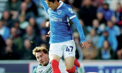 Scorer Yang Min-hyeok rides a challenge from Middlesbrough’s Aidan Morris in action