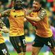 Hull City’s David Akintola, centre, celebrates his first half winner against the Blades