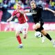Oxford United’s Michal Helik, right, battles for the ball with Bristol City’s Emil Riis in his side’s 3-1 win