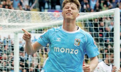 Victor Torp celebrates scoring for the Coventry City against Birmingham City last week