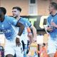 Joseph Olowu celebrates his winner for the Hatters