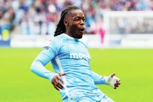 Brandon Thomas-Asante celebrates scoring Coventry’s second goal