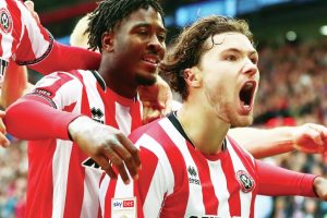 Callum O’Hare celebrates his winner for Sheffield United