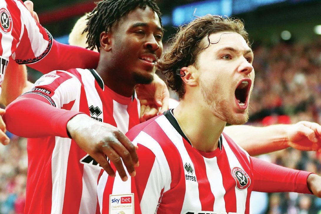 Callum O’Hare celebrates his winner for Sheffield United