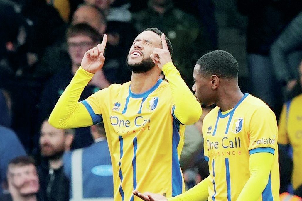 Tyler Roberts celebrates netting Mansfield Town’s clincher