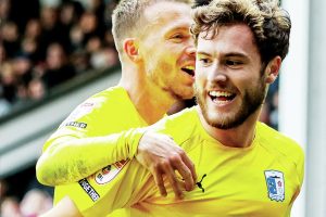 Barrow’s Charlie McCann enjoys his goal