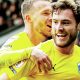 Barrow’s Charlie McCann enjoys his goal