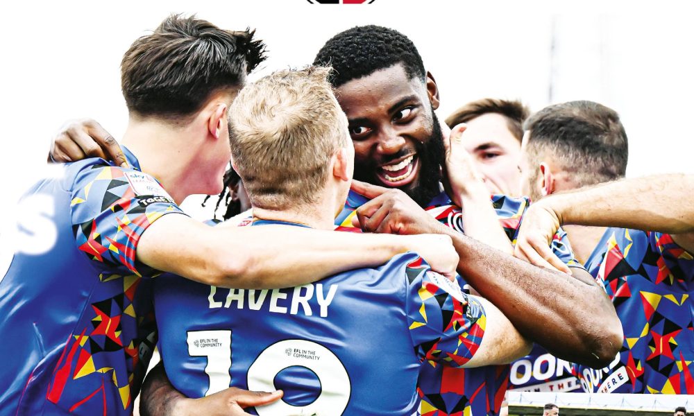 Kylian Kouassi enjoys his goal for the U’s with his teammates