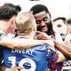 Kylian Kouassi enjoys his goal for the U’s with his teammates