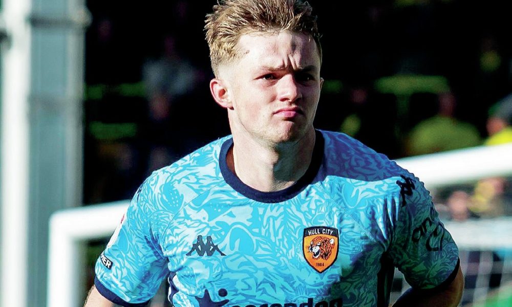 Joe Gelhardt celebrates scoring Hull City’s first goal