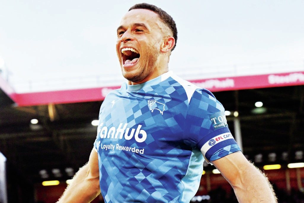 Derby County’s Carlton Morris celebrates