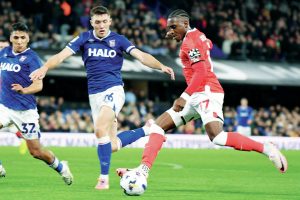 Charlton Athletic’s Amari’i Bell crosses in the 3-0 statement win at Ipswich Town