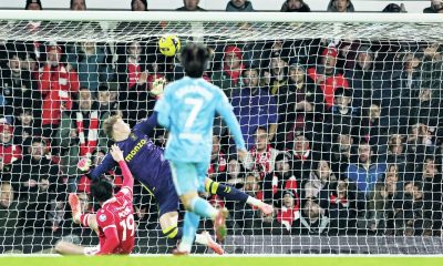 Kieffer Moore slides in to score his first goal 