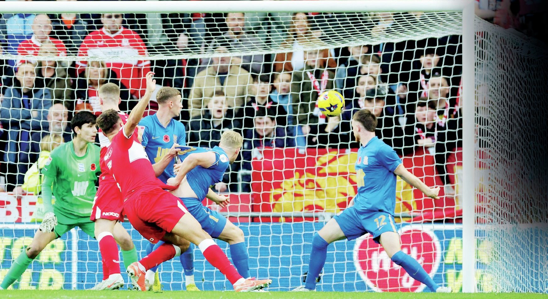 Middlesbrough’s Dael Fry, second left, scores the opener
