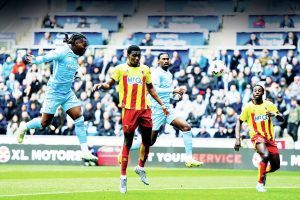 Brandon Thomas-Asante scores Coventry City’s opener in the 3-1 win against Watford