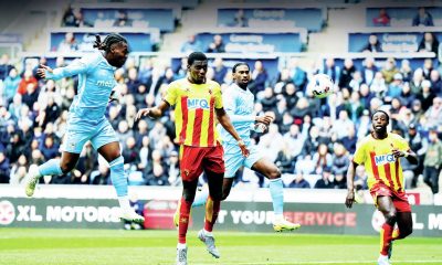 Brandon Thomas-Asante scores Coventry City’s opener in the 3-1 win against Watford