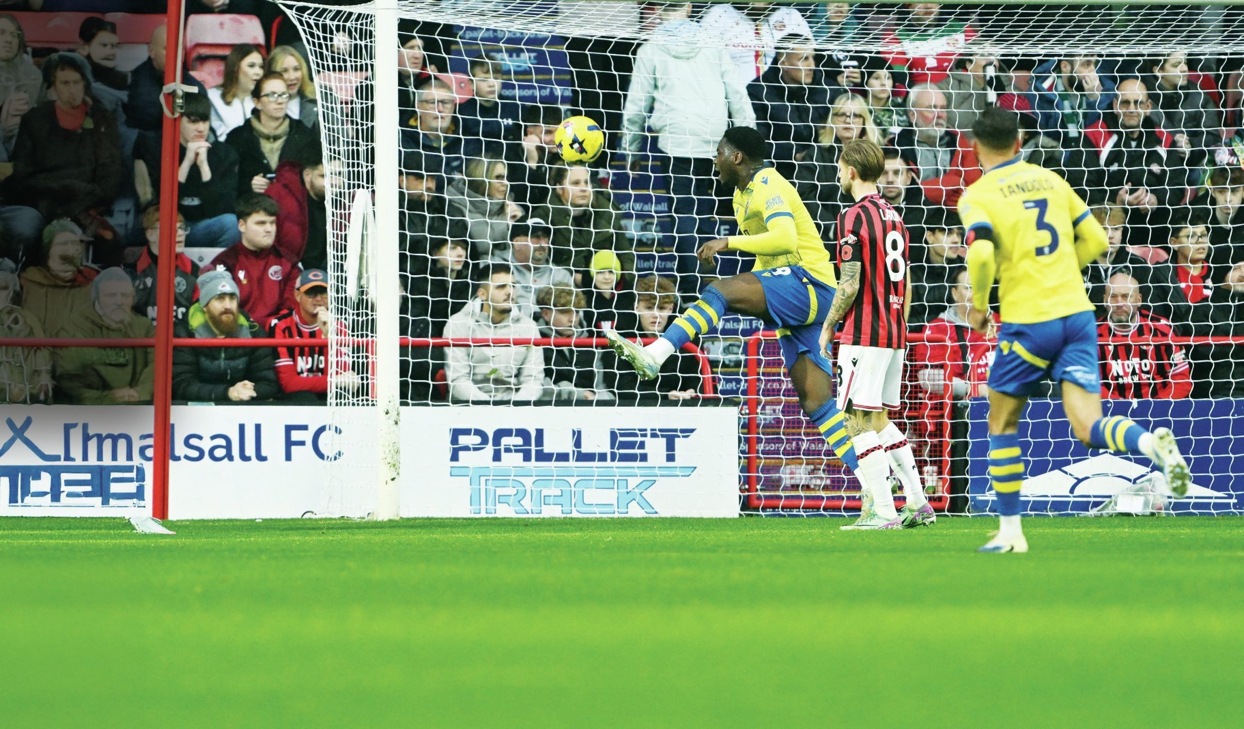Colchester’s Samson Tovide scores the opening goal