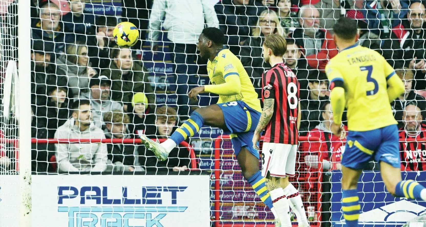 Colchester United’s Samson Tovide scores the opening goal