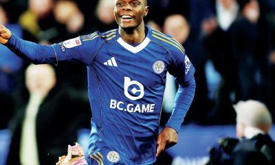 Leicester City’s Patson Daka celebrates doubling their lead