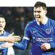 Zak Swanson, right, celebrates his wonder goal for Pompey.