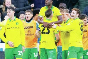 Norwich City’s Forson Amankwah celebrates scoring their third goal