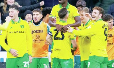 Norwich City’s Forson Amankwah celebrates scoring their third goal