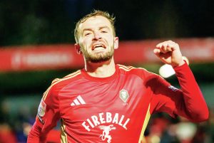 Matt Butcher celebrates scoring Salford’s second goal