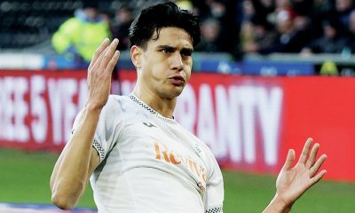 Marko Stamenic celebrates giving Swansea the lead