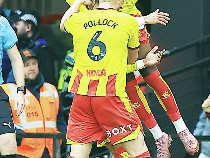Watford celebrate Tom Ince’s winner
