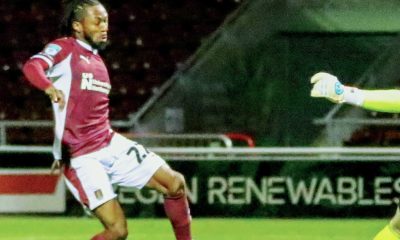 Kyle Edwards scores Northampton’s opener against Wycombe