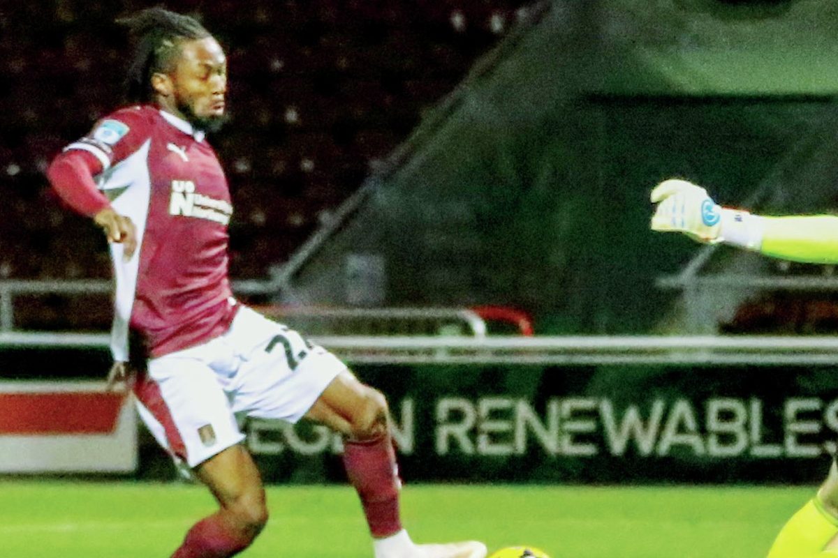 Kyle Edwards scores Northampton’s opener against Wycombe