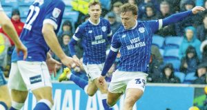 Isaac Davies rifles home Cardiff’s third goal