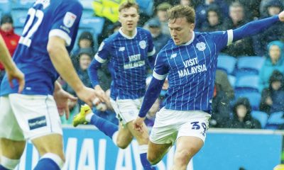 Isaac Davies rifles home Cardiff’s third goal