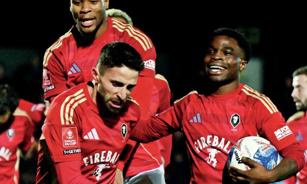 Fabio Borini celebrates scoring the Ammies’ third with his teammates
