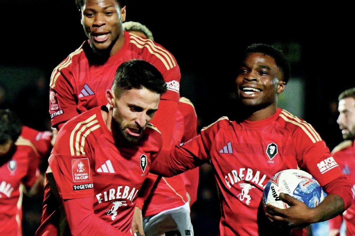 Fabio Borini celebrates scoring the Ammies’ third with his teammates
