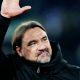 Leeds manager Daniel Farke celebrates his side’s vital midweek win against Chelsea