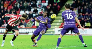 New recruit Patrick Bamford heads home to make it 3-0 for Sheffield United