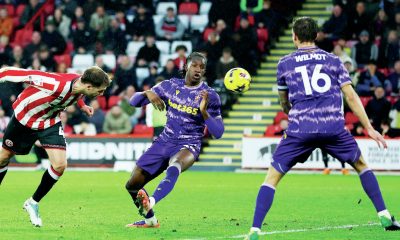 New recruit Patrick Bamford heads home to make it 3-0 for Sheffield United