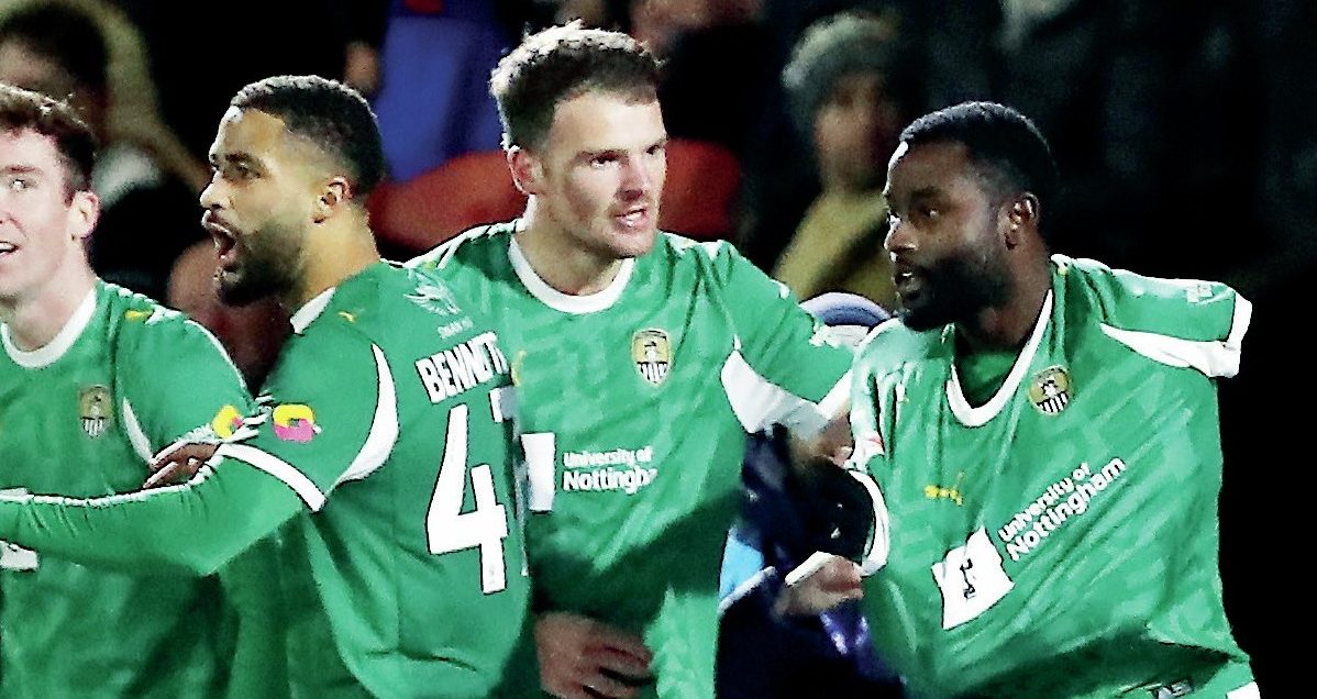 Notts County enjoy Matthew Dennis’, right, opener