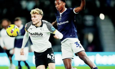 Derby County’s Bobby Clark takes the game to Millwall in the midweek draw