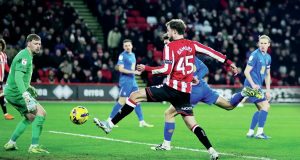 Patrick Bamford scores Sheffield United’s third goal