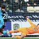 Notts County keeper Kelle Roos saves well from Daniel Kanu