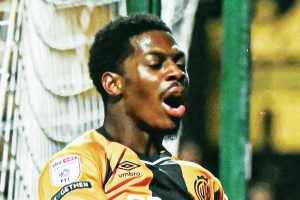 Cambridge’s Sullay Kaikai celebrates after scoring their second goal