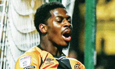 Cambridge’s Sullay Kaikai celebrates after scoring their second goal