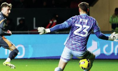 Derby County’s Bobby Clark scores their third goal past Bristol City keeper Radek Vitek