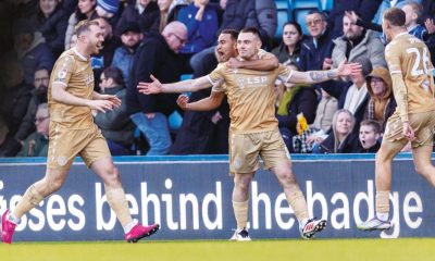 Bromley’s Ben Thompson celebrates his hat-trick goal against his old club