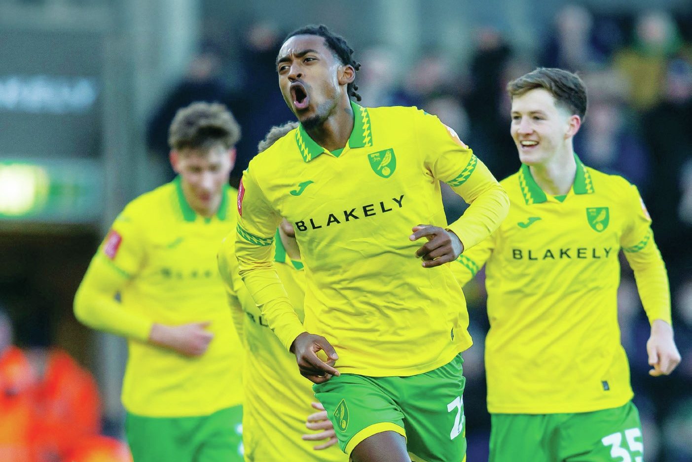 Paris Maghoma celebrates scoring Norwich City’s opener