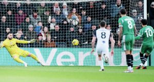 Jodi Jones fires in Notts County’s leveller from the penalty spot