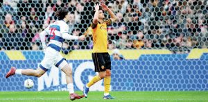 Daniel Bennie celebrates his superb goal to put QPR 2-1 up