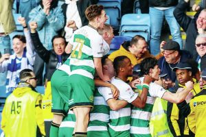 QPR’s Ronnie Edwards savours scoring their third goal with his teammates and fans